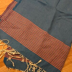 Blue and Orange Striped Scarf